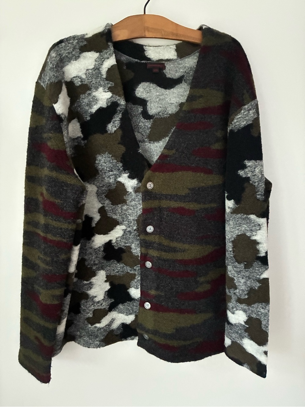 CLOT APPAREL Sweater Men’s XXL Wool Cardigan Camo